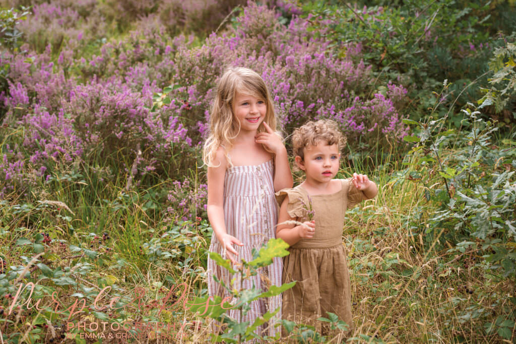 Sister stood in heather