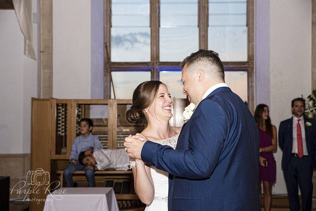 Bride and groom enjoying their first dance