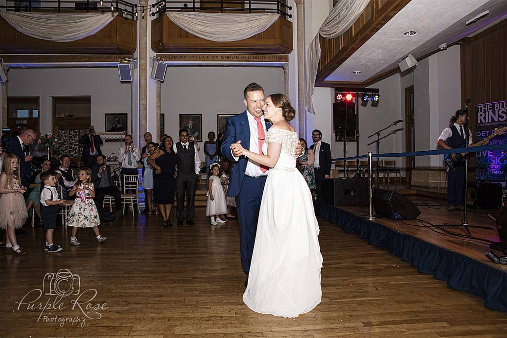 Bride and groom dancing