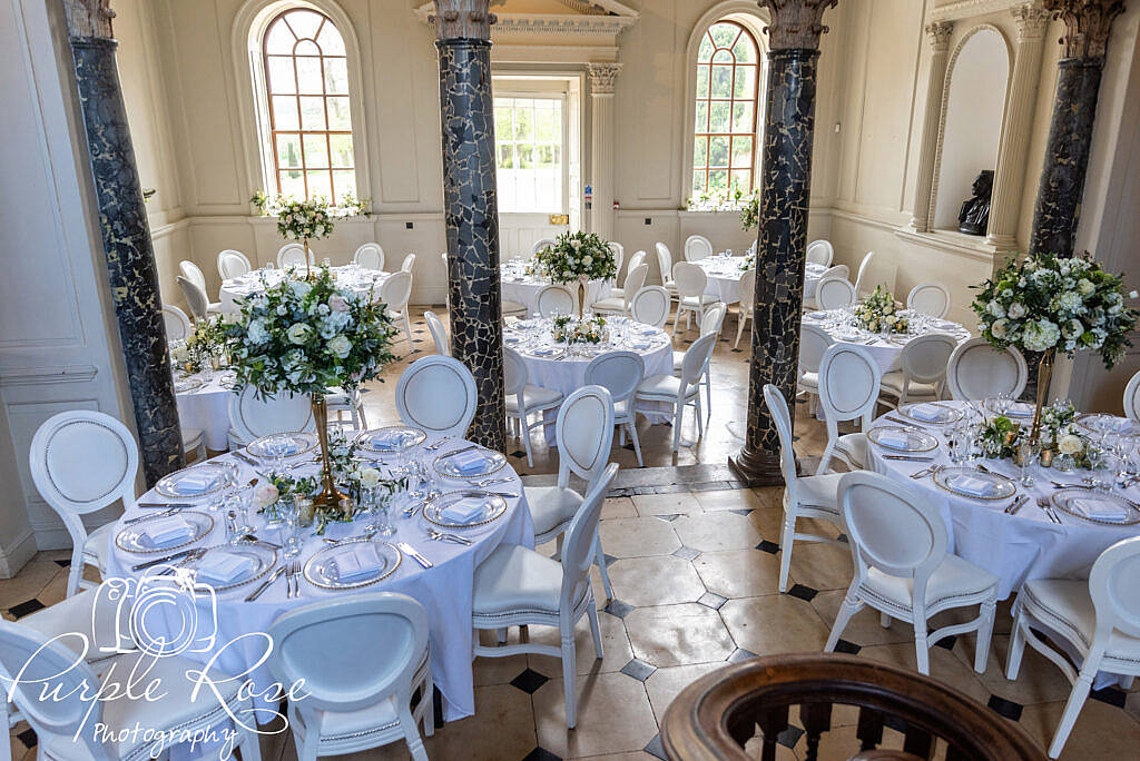 Chicheley Hall set up for wedding breakfast