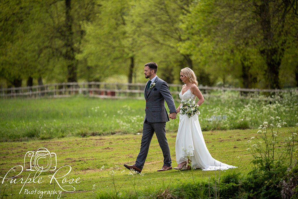 Bride and groom walking