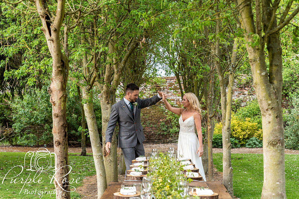 Garden set up for wedding meal