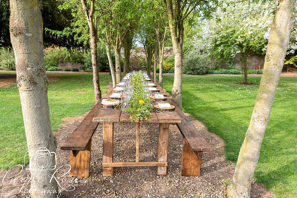 Wedding meal in the venues gardens