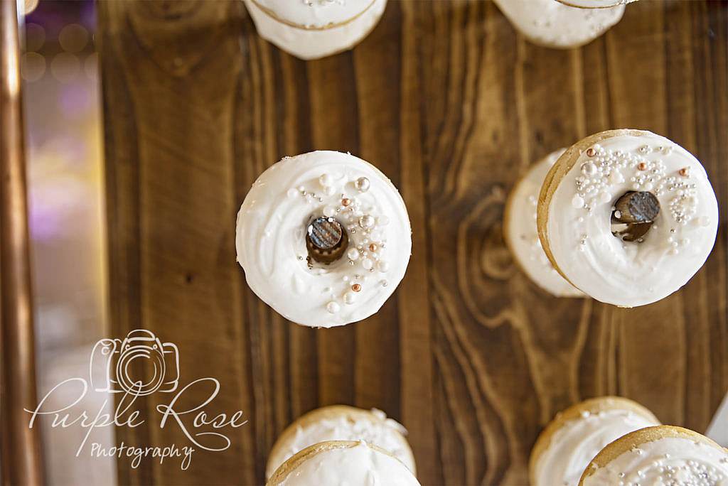 Close up of a donut on a donut wall