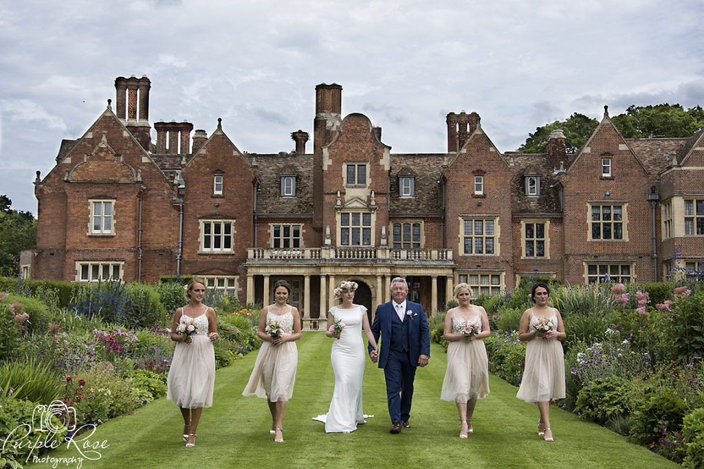 Bridal party walking to the wedding ceremony