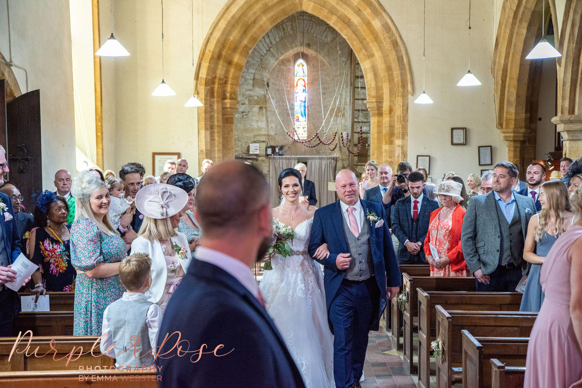 Bride seeing her groom for the 1st time on their wedding day