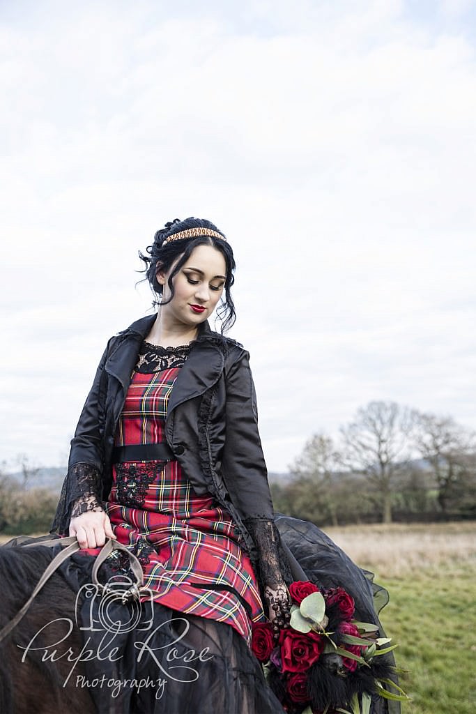 Gothic bride on a horse