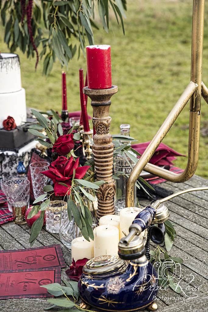 Gothic wedding table styling