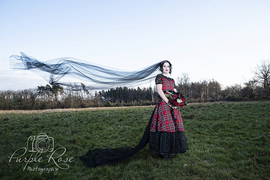 Gothic bride with black wedding veil