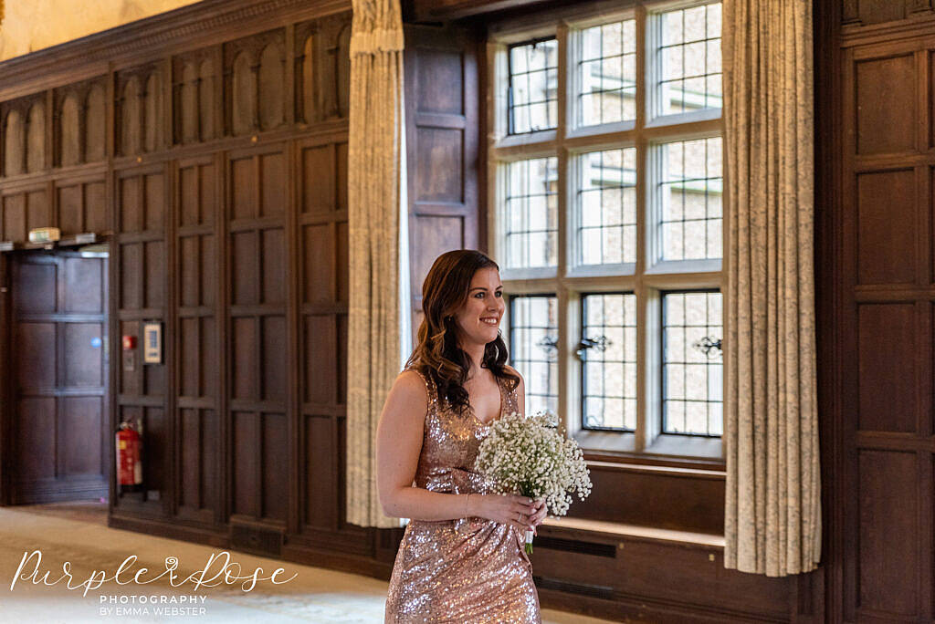 Bridesmaid walking into the ceremony