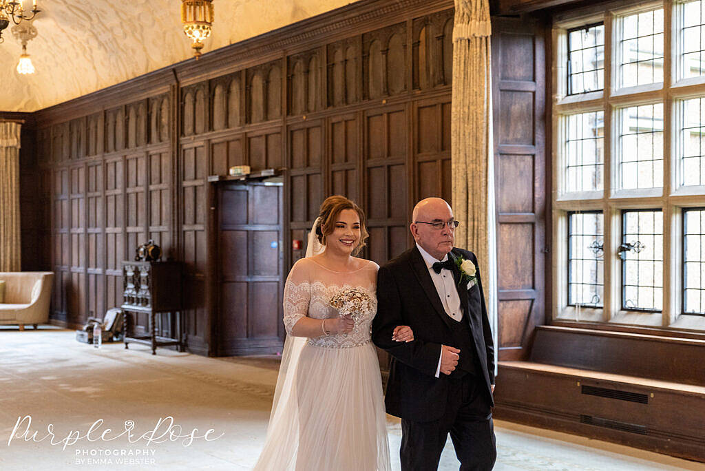 Bride arriving at her wedding ceremony