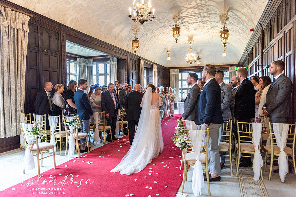 Bride walking into the wedding ceremony