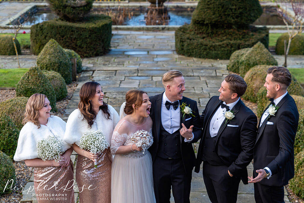 Bride and groom with the wedding party