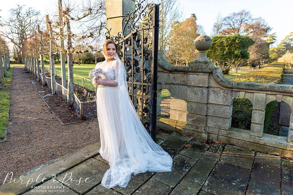 Bride looking over her shoulder