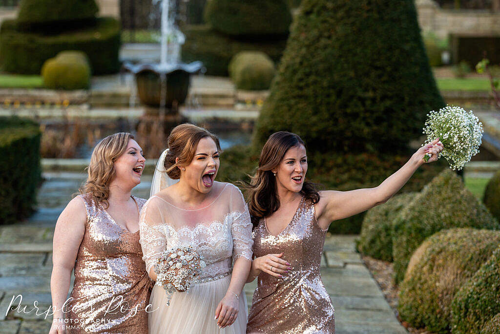 bride with her bridesmaids