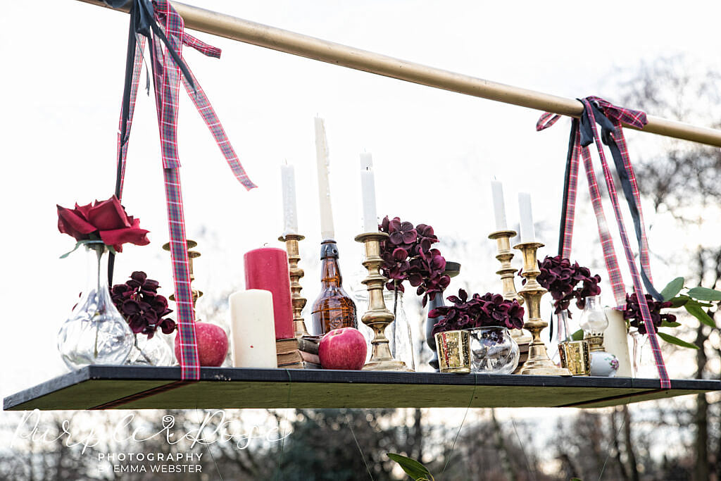 Shelf hanging over the wedding table