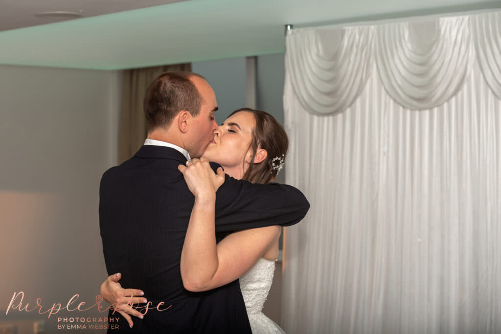 Bride and groom dancing