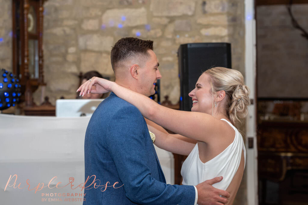 Bride and groom dancing