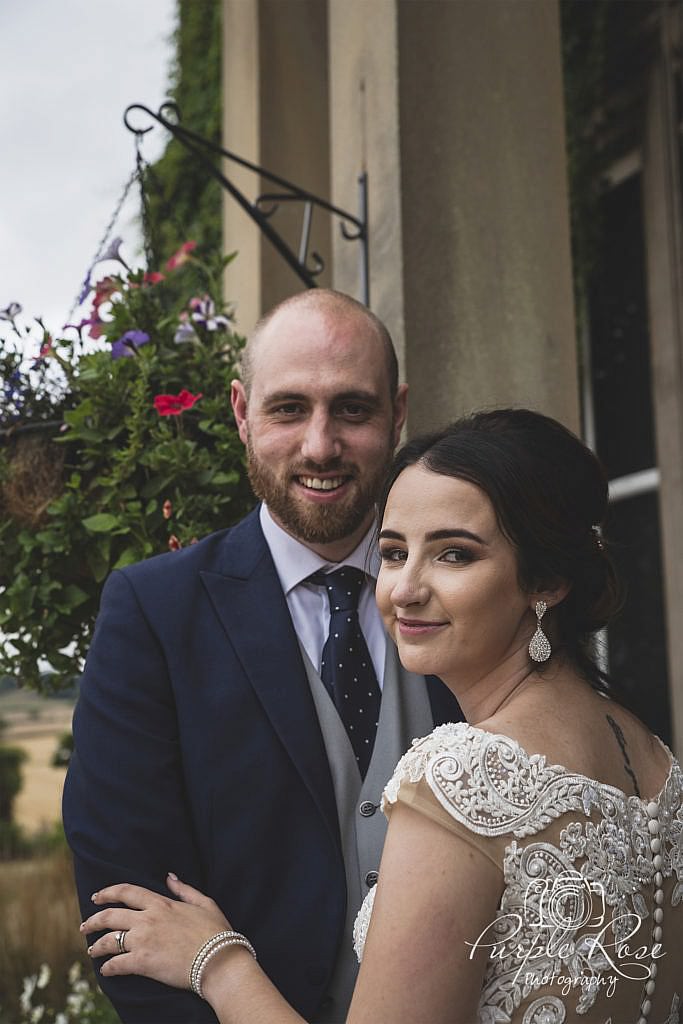 Close up photo of bride and groom