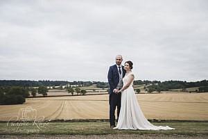 Bride and groom standing together