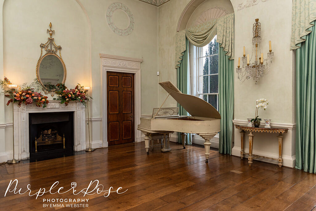 Grand piano at Kelmarsh Hall Northampton