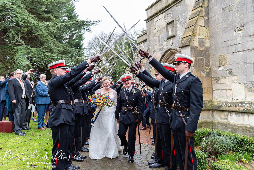 Bride and groom leaving the church