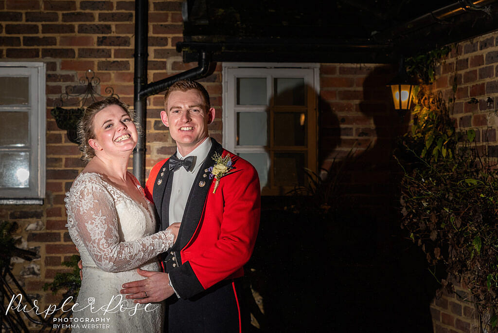 After dark photo of a bride and groom