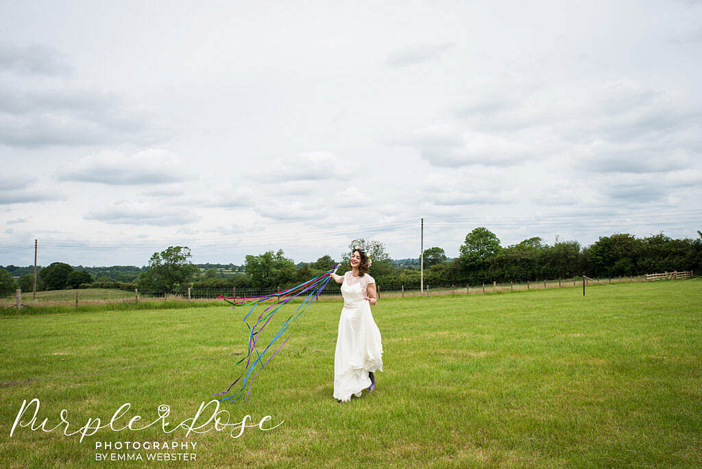 bride in front of a stormy sky