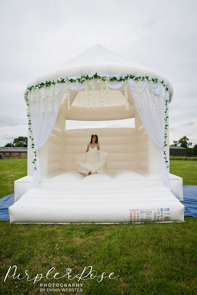 bride on a bouncy castle