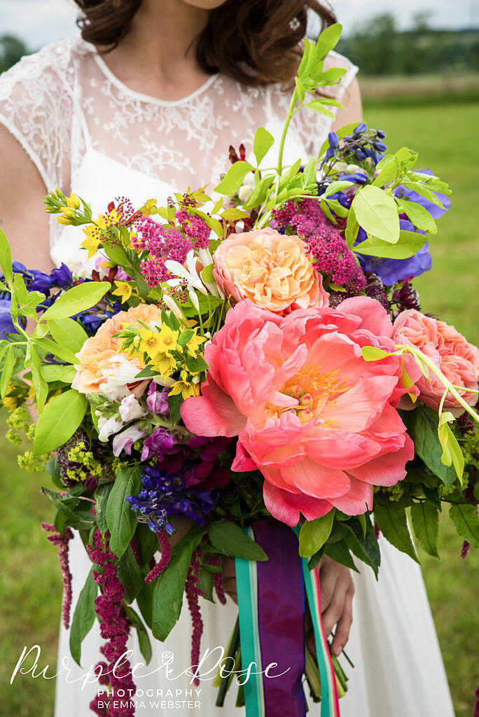 Brightly coloured wedding bouquet