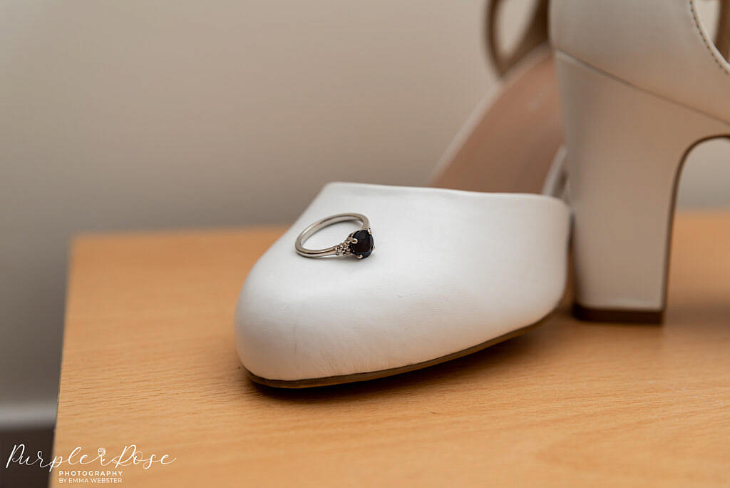 Engagement ring on a shoe