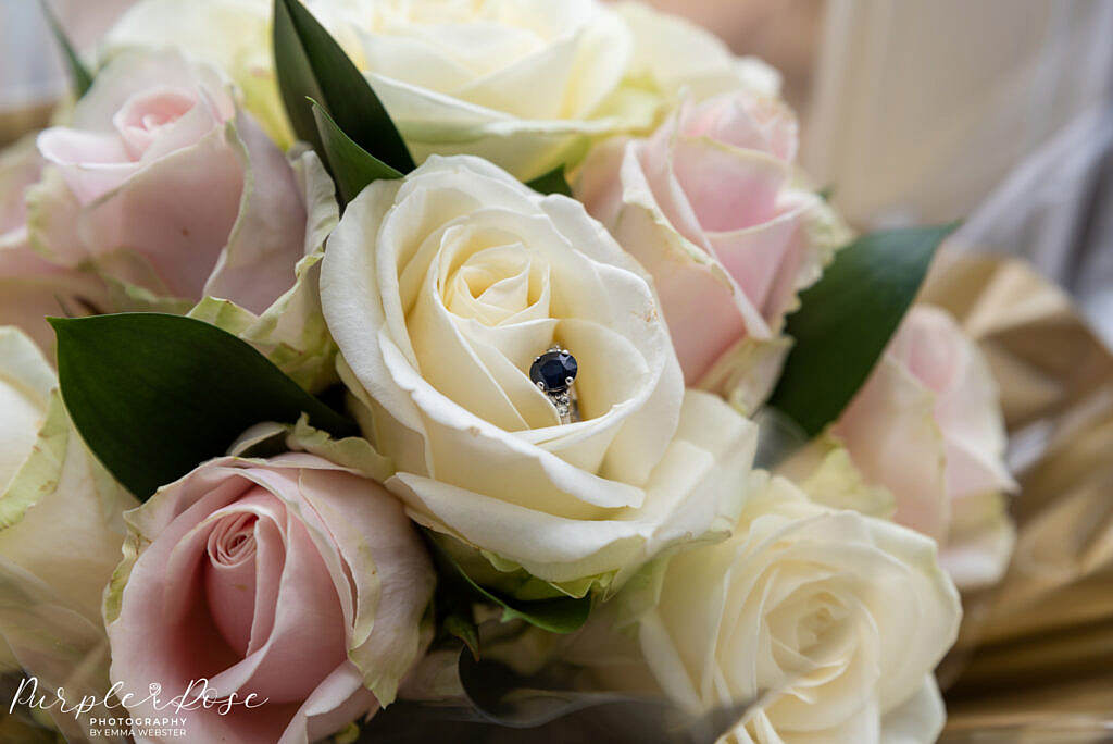 bridal bouquet a engagement ring