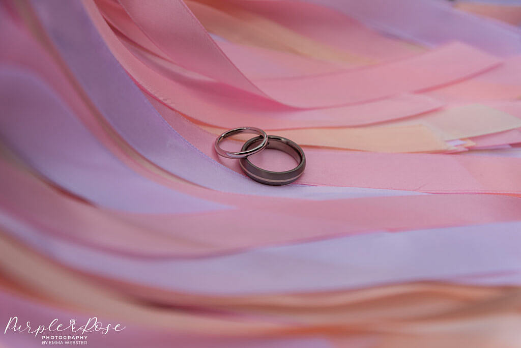 Wedding rings on ribbon