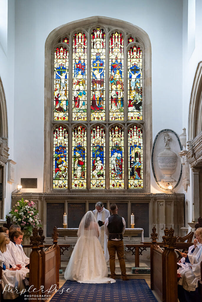 Bride and groom during their wedding ceremony