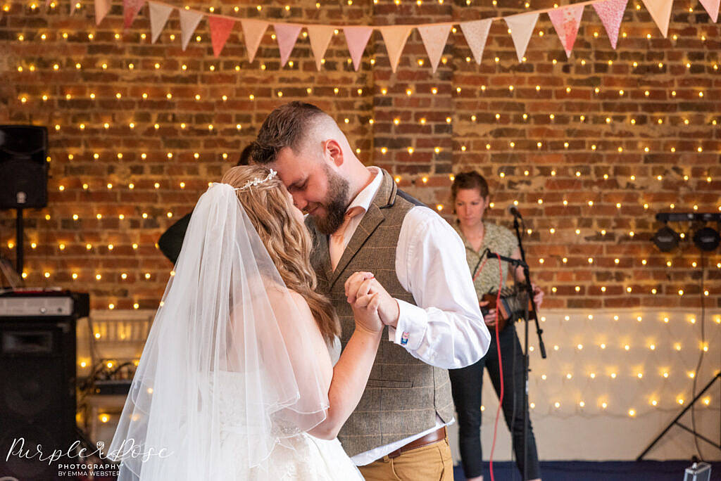 Bride and groom dancing