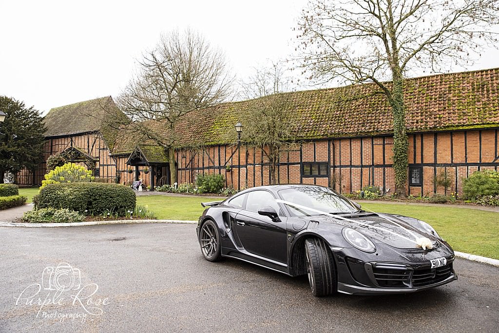 Wedding car outside the Barns Hotel Bedford