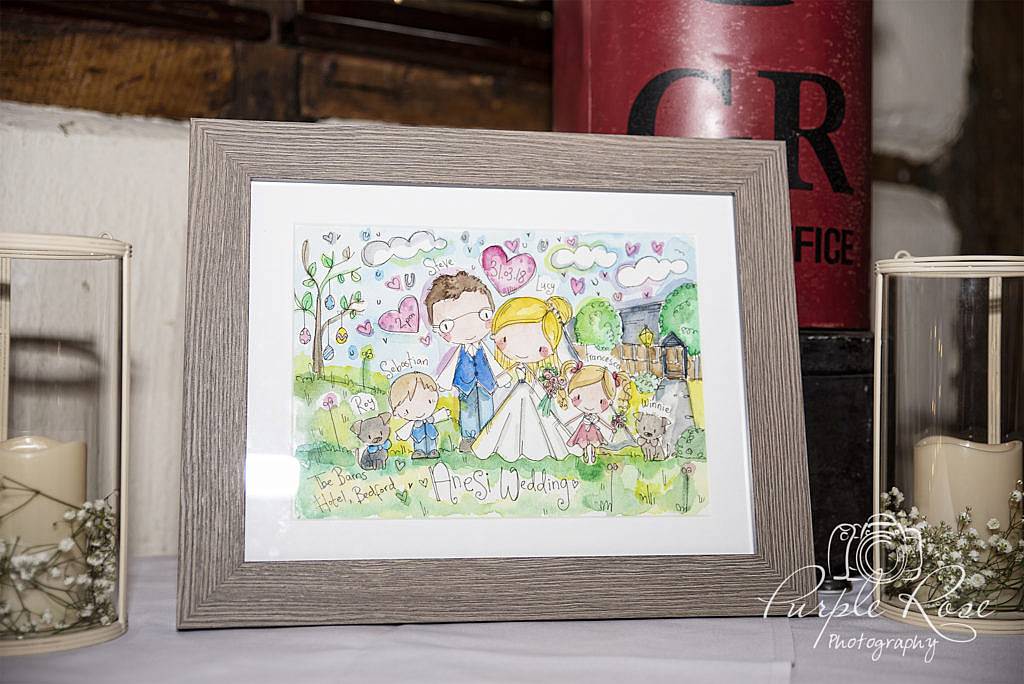 Fun family drawing on their wedding day