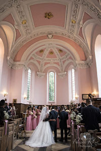 Bride and groom standing in the church