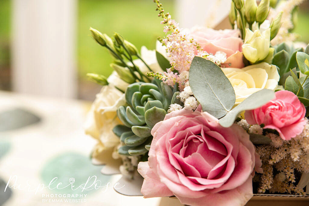 Pink and ivory wedding bouquet