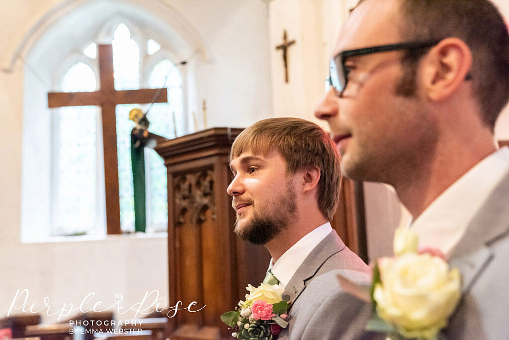 Groom waiting in the church for his bride