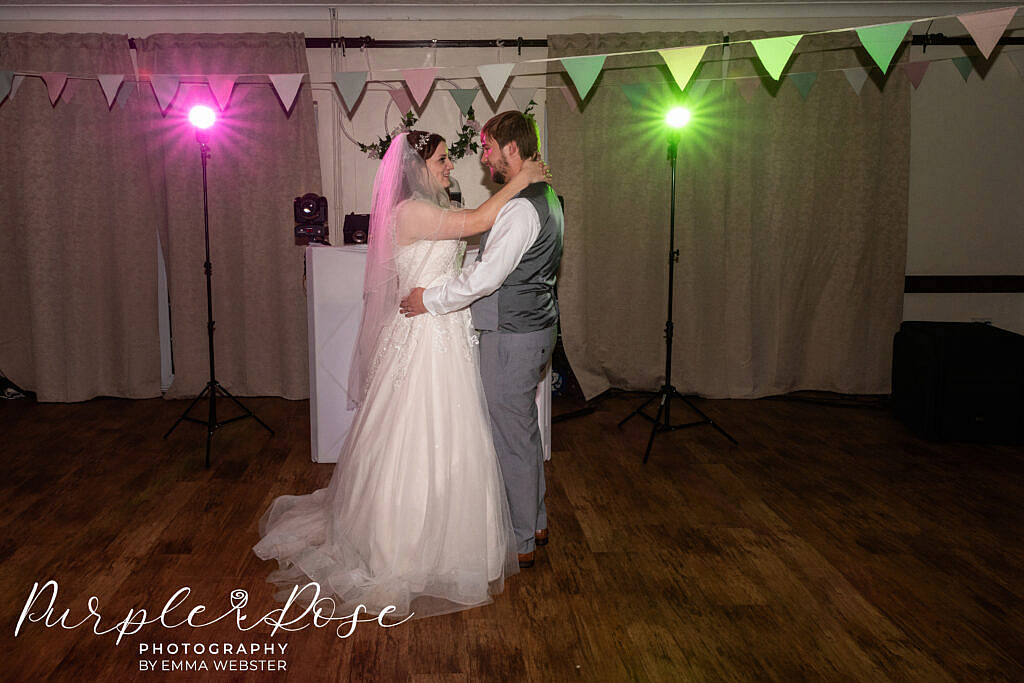 Bride and groom dancing