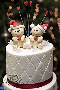 Christmas themed wedding cake topper