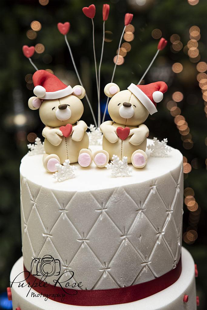 Christmas themed wedding cake topper