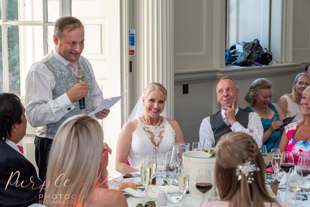 Groom giving his speech on his wedding day in  in Milton Keynes