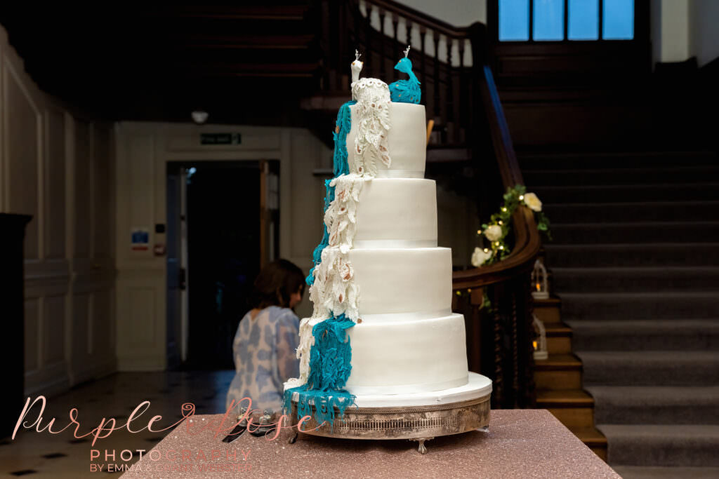 Peacock themed wedding cake  in Milton Keynes