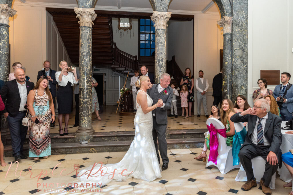 Father dancing with his daughter on her wedding day in Milton Keynes