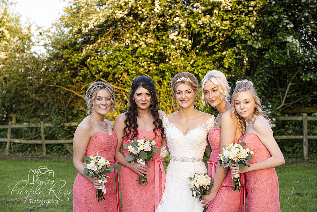 Coral themed wedding photo