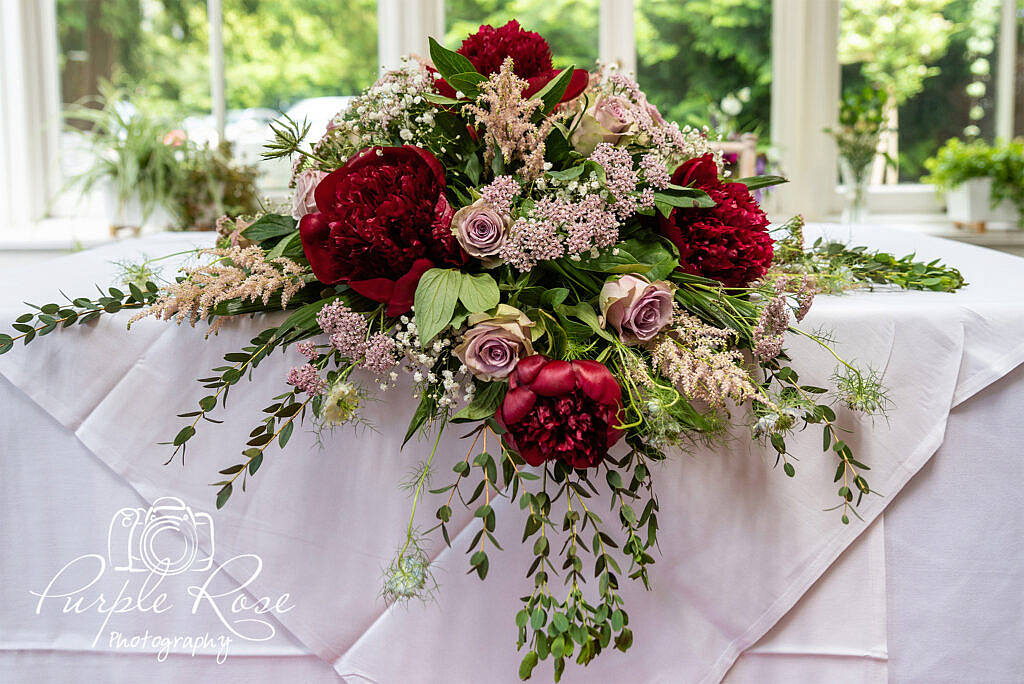 Red and pink wedding flowers