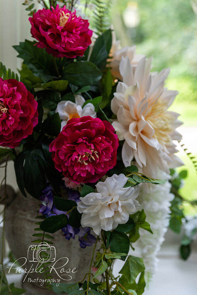 Close up of flowers in a urn