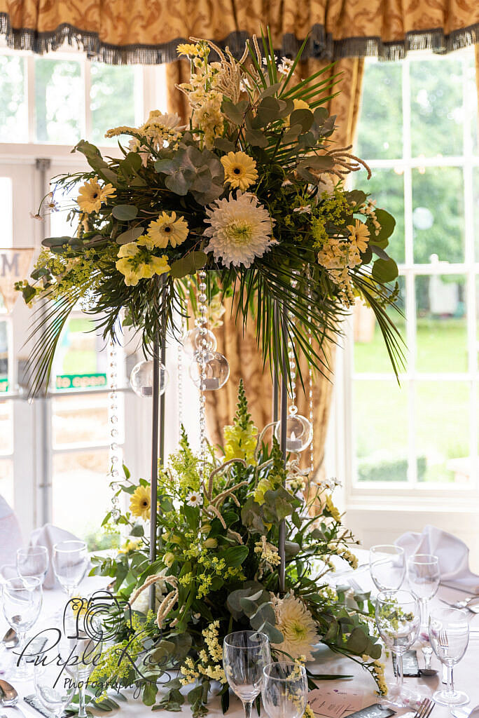 Detail photo of floral center piece for a wedding
